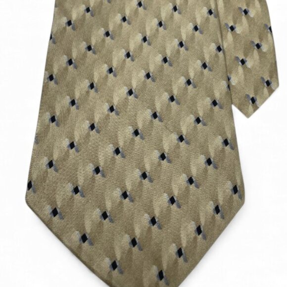 Bill Blass Silk Tie Geometric Warm Oat Tan Beige - Picture 3 of 6